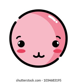 kawaii head with cute tender face