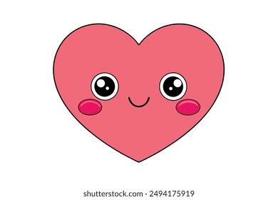 Corazón Kawaii - Adorable y lindo diseño de amor