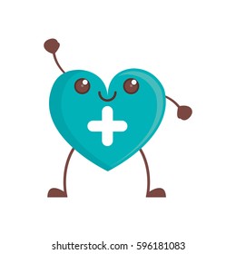 kawaii heart cross care vector illustration eps 10