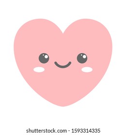 Kawaii heart. Cute face. Vector illustration.