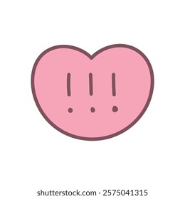 Kawaii heart icon. Cute hand drawn illustration of a heart shape with three exclamation marks inside isolated on a white background. Abstract romantic emoji. Vector 10 EPS.