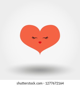 Kawaii hearts. Vector illustration on a white background. Can be used for design greeting card, invitation or banner or icons for mobile applications or logos. Flat design style
