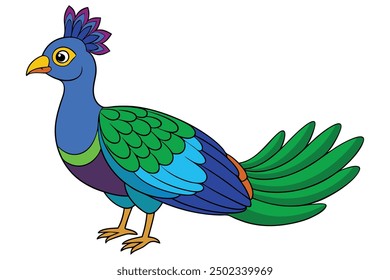 Kawaii Himalayan Monal Bird Vector Illustration Clipart
