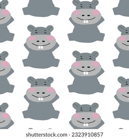 kawaii hippo doodles pattern design. hippo pattern