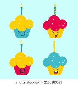 Kawaii holiday cupcakes with a candle