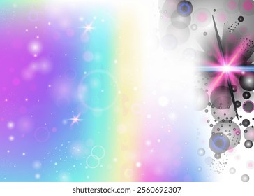 Kawaii Hologram. Purple Rainbow Gradient. Princess Pattern. Holographic Girlish Invite. Pink Fantasy Background. Lilac Universe Invitation. Unicorn Texture. Neon Kawaii Hologram.