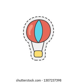 Kawaii hot air balloon. Cute hand drawn colored vector. editable stroke.