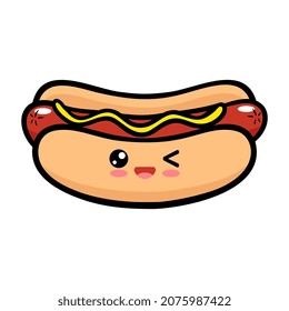 Kawaii Hot Dog Character Illustration