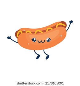 kawaii hot dog illustration over white