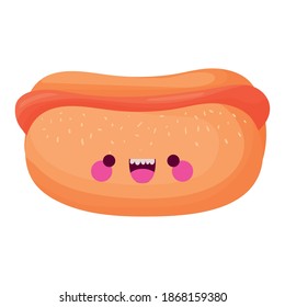 kawaii hot dog on white background vector illustration design