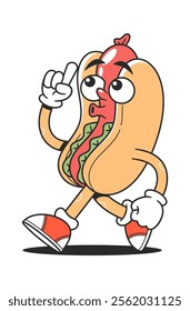 Kawaii hot-dog fastfood snack character