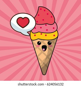 kawaii ice cream bubble speech image