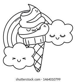 Kawaii of ice cream cartoon design
