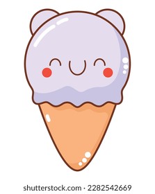 kawaii ice cream cone over white