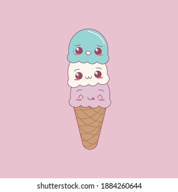 Kawaii ice cream design as a dessert