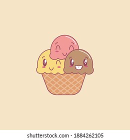 kawaii ice cream as a dessert