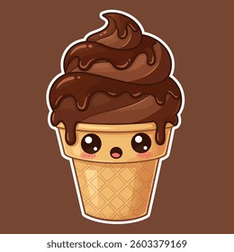 Kawaii Ice Cream Flat Design Graphic