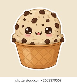 Kawaii Ice Cream Flat Design Graphic