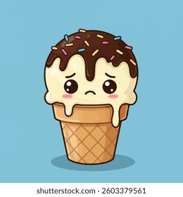 Kawaii Ice Cream Flat Design Graphic