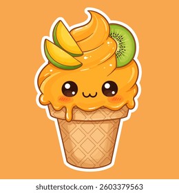 Kawaii Ice Cream Flat Design Graphic