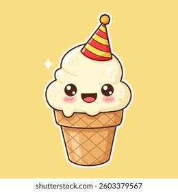 Kawaii Ice Cream Flat Design Graphic