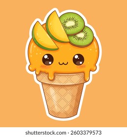 Kawaii Ice Cream Flat Design Graphic