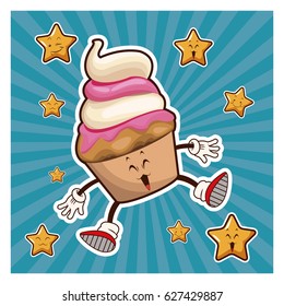 kawaii ice cream funny character