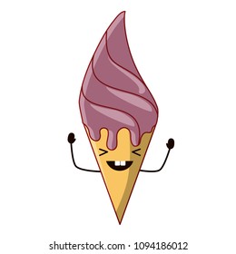 kawaii ice cream icon 