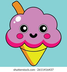 Kawaii ice cream icon vector image,easly editable