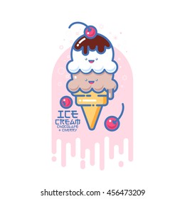 Kawaii ice cream illustration.