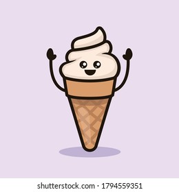 Kawaii ice cream illustration design vector template
