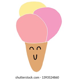 kawaii ice cream on a white background.