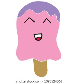 kawaii ice cream on a white background.