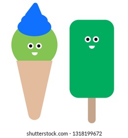 kawaii ice cream simlple art geometric illustration. Icon, graphic symbol, part of image design japan kawaii style image