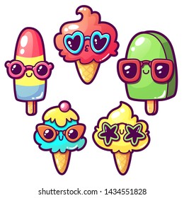 Kawaii Ice Cream Sticker Set