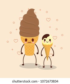 kawaii ice creams design 
