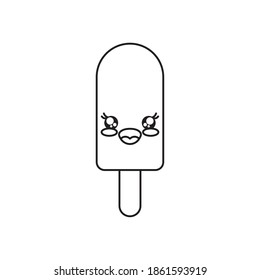kawaii ice lolly icon over white background, line style, vector illustration