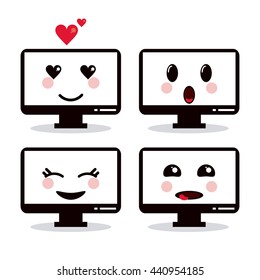 Kawaii icon. Computer Cartoon design. Vector graphic
