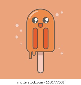 kawaii icon with orange ice cream 