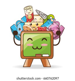 kawaii icons school tools to study education