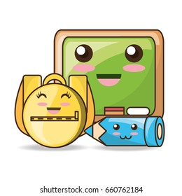 kawaii icons school tools to study education