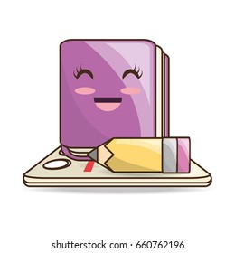 kawaii icons school tools to study education