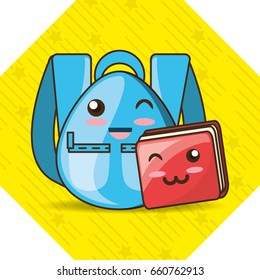 kawaii icons school tools to study education