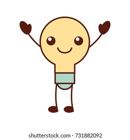 kawaii idea creative bulb graphic cartoon