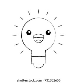 kawaii idea creative bulb graphic cartoon