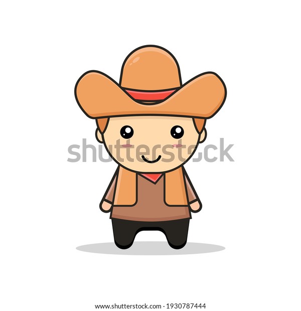 Kawaii Illustration Cowboy Vector Graphics Stock Vector (Royalty Free ...