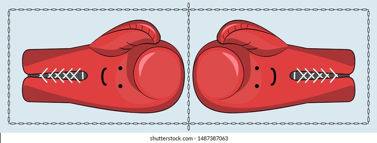 Kawaii illustration of a cute, red boxing gloves.
