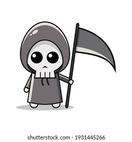 Kawaii illustration grim reaper vector graphics