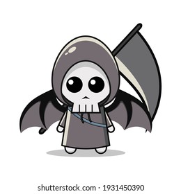 Kawaii illustration grim reaper vector graphics