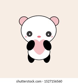 Kawaii illustration of a minimalist cute panda over a light pastel background.

